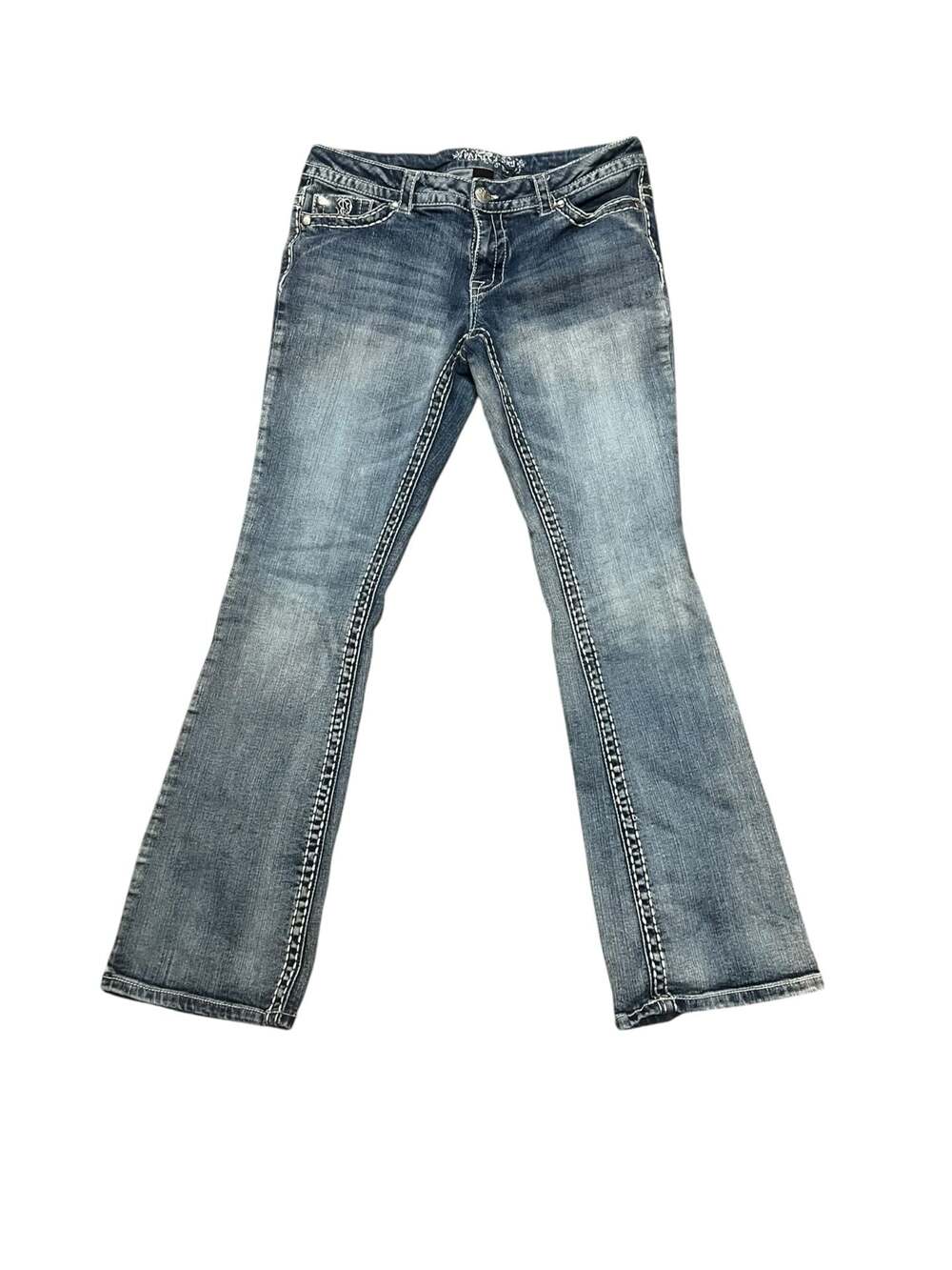 Paisley Sky Women's Embroidered Flap Pocket Bootcut Jeans Size 8